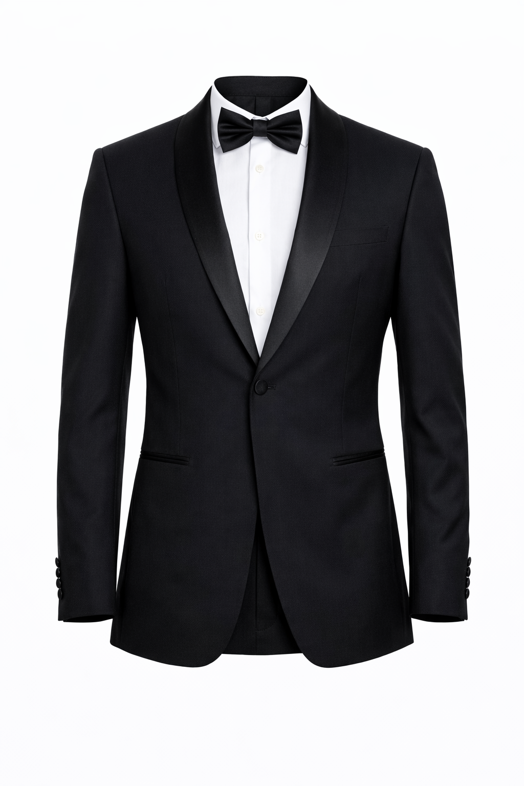 Men's Black Shawl Lapel Wool Slim Fit Tuxedo