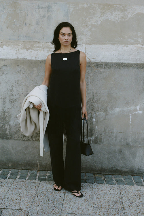 ADDIE BLACK CUPRO DRAWSTRING PANT