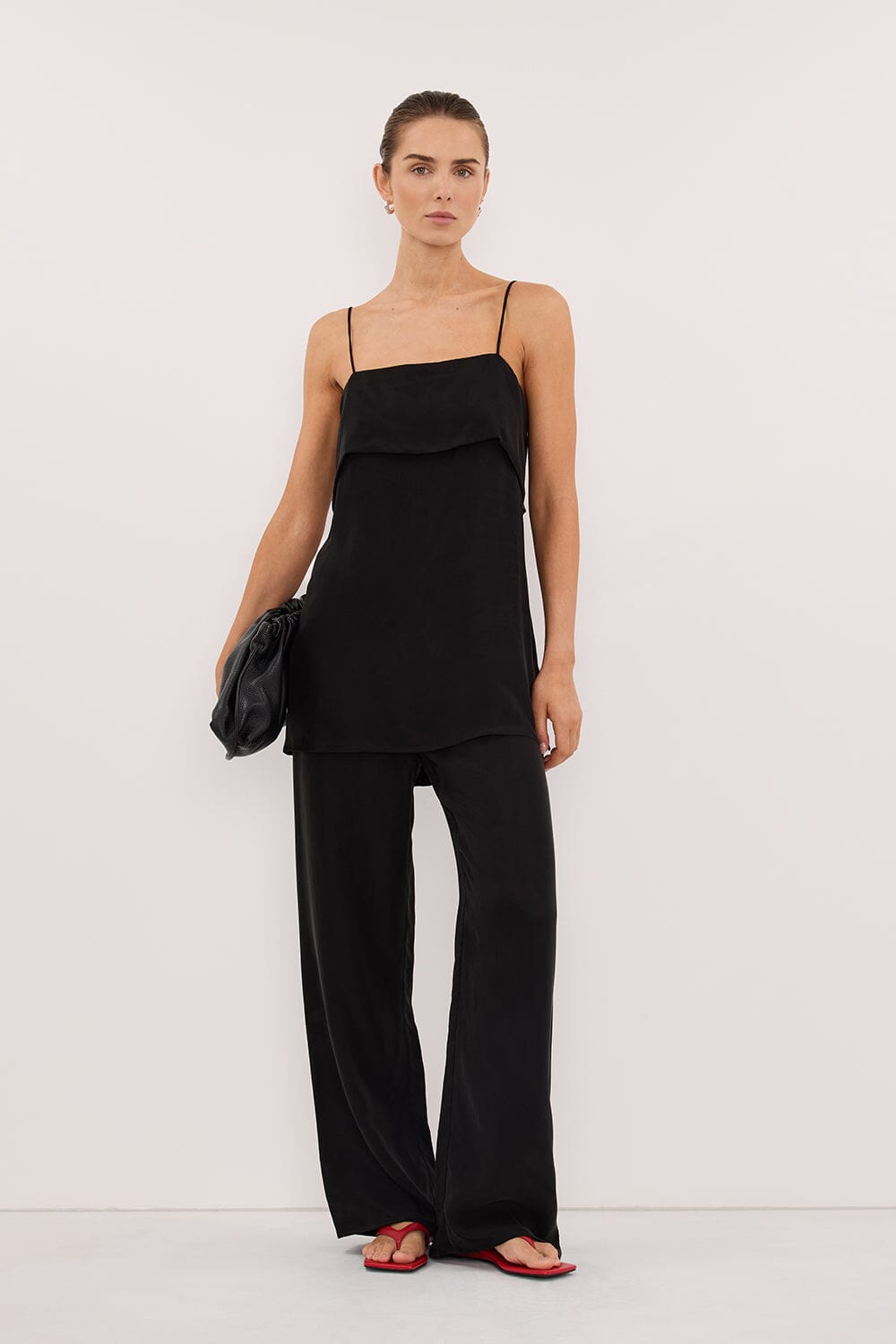 ADDIE BLACK CUPRO DRAWSTRING PANT