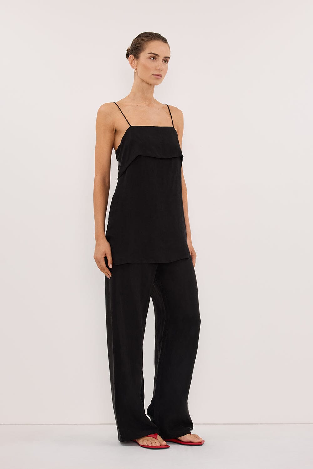 ADDIE BLACK CUPRO DRAWSTRING PANT