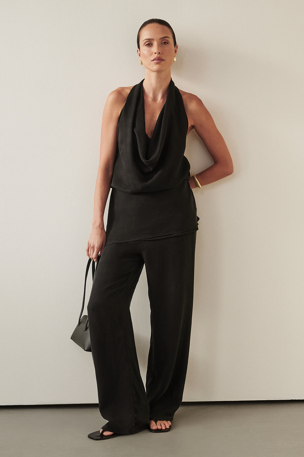ADDIE BLACK CUPRO DRAWSTRING PANT