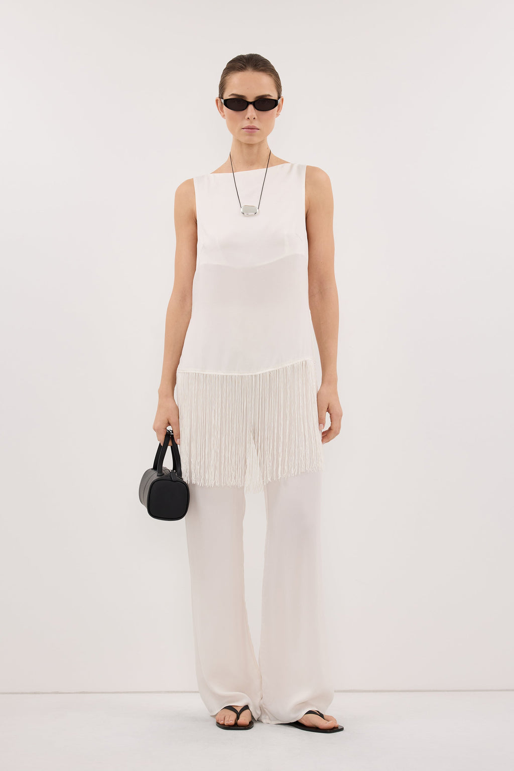 ADDIE WHITE CUPRO DRAWSTRING PANT