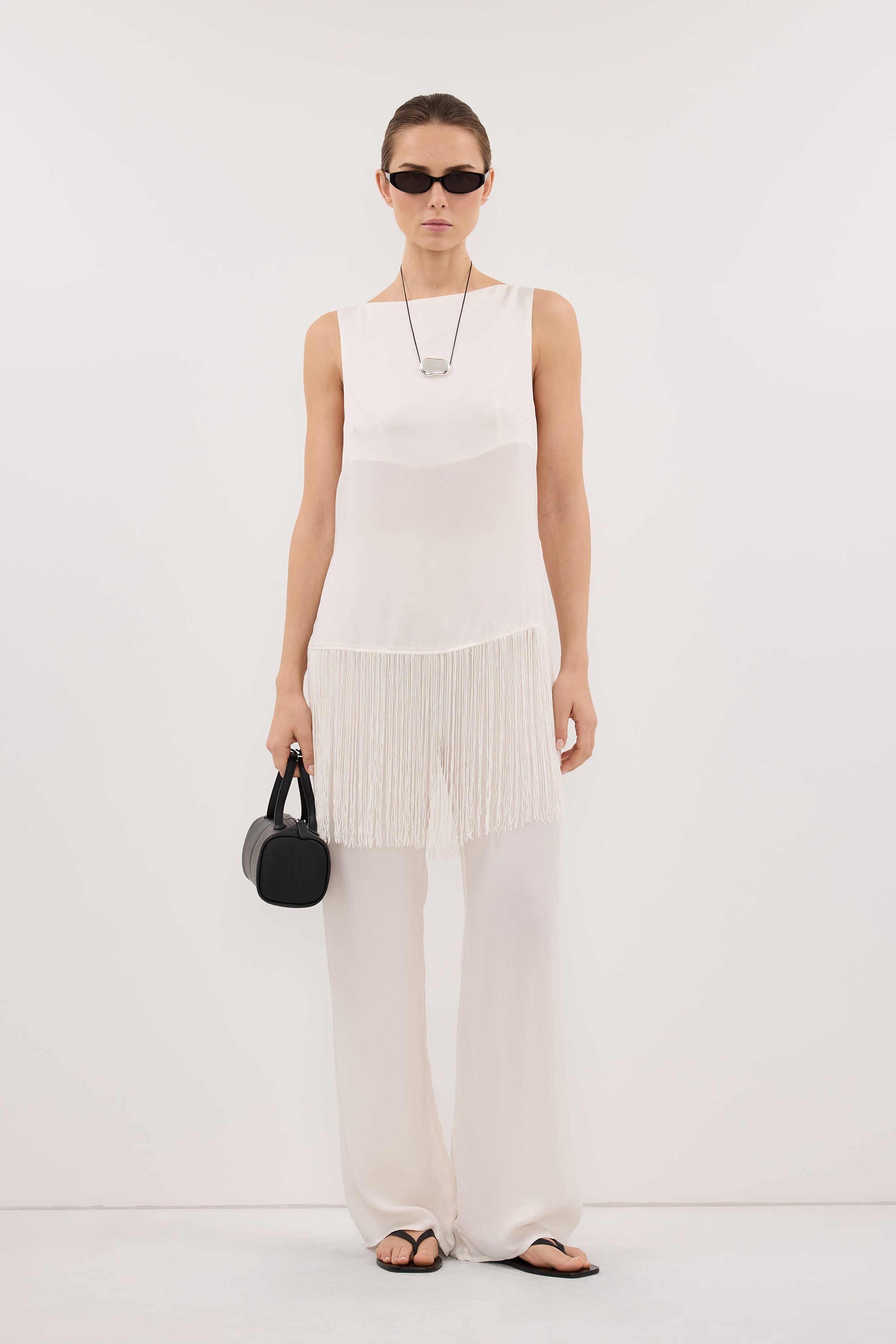 ADDIE WHITE CUPRO DRAWSTRING PANT