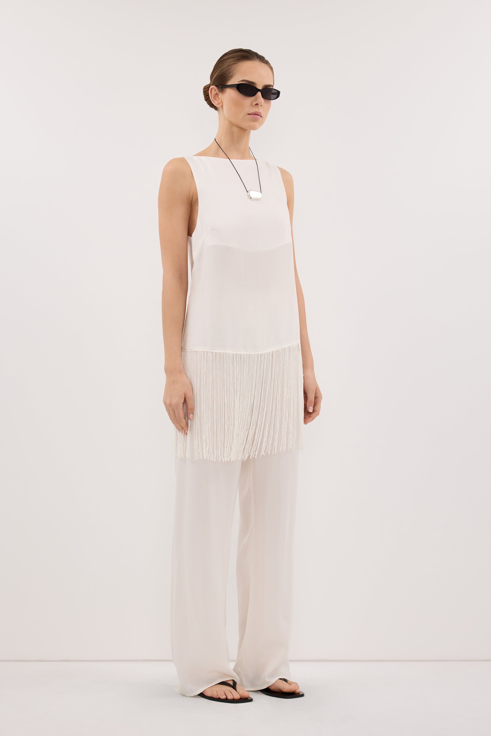 ADDIE WHITE CUPRO DRAWSTRING PANT