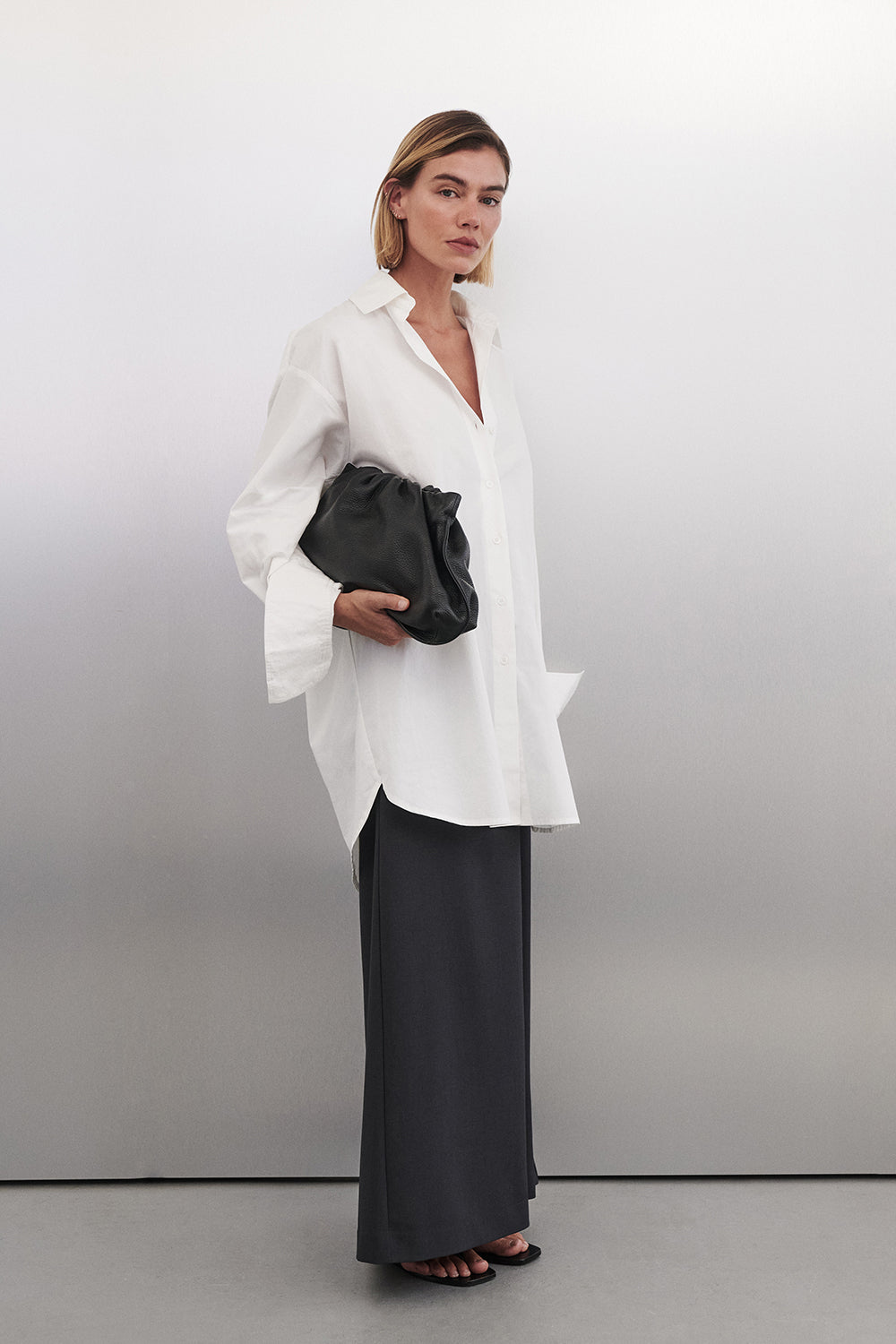 LULU LONGLINE WHITE COTTON SHIRT