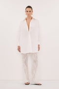 LULU LONGLINE WHITE COTTON SHIRT