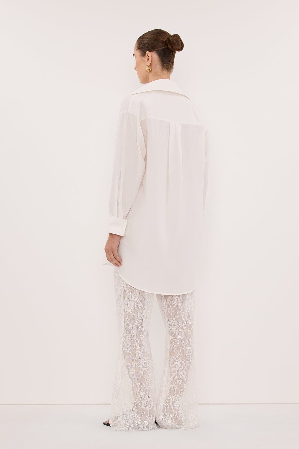 LULU LONGLINE WHITE COTTON SHIRT
