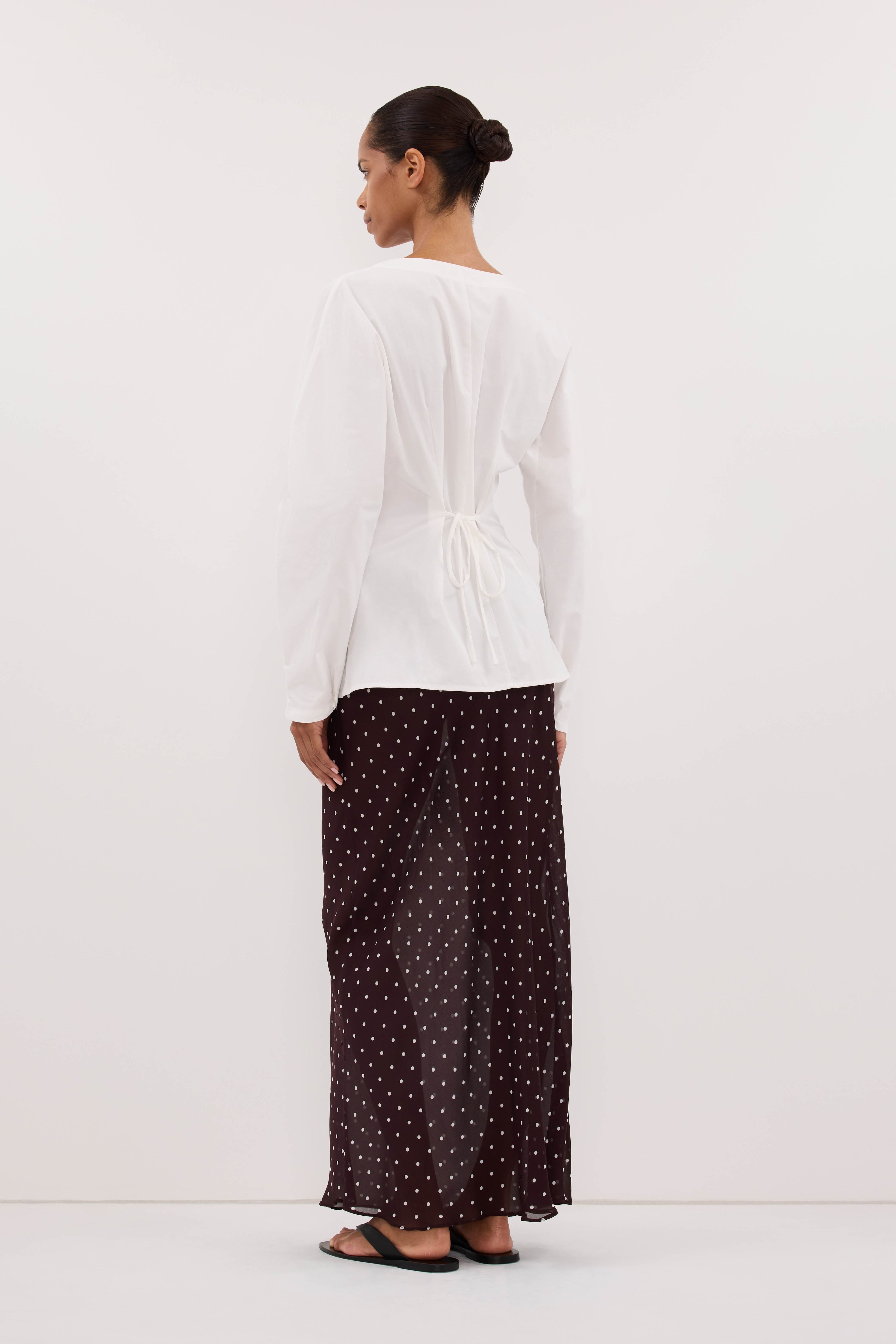 EDENA WHITE COTTON FITTED SHIRT