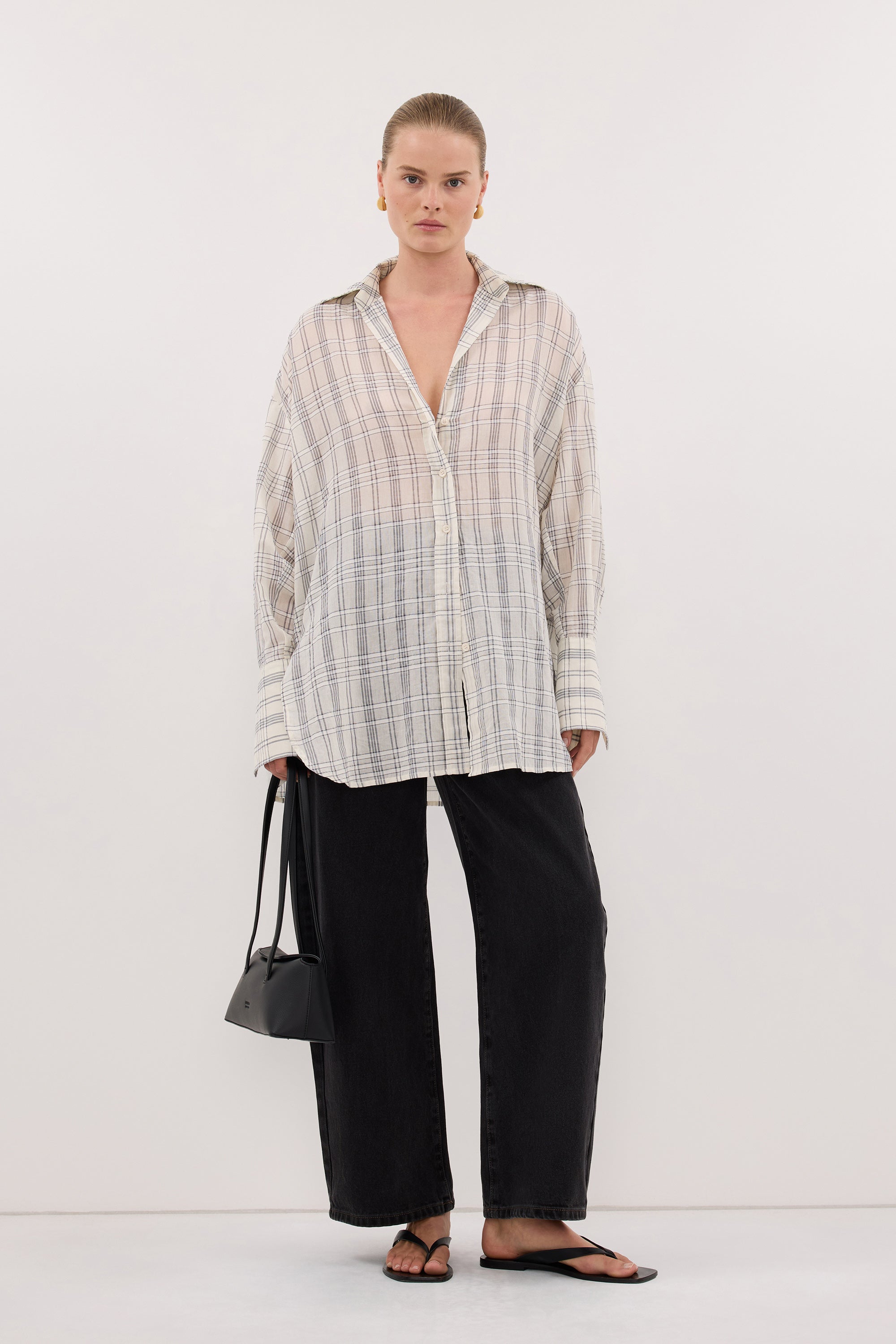 PETRA OFF WHITE CHECK SHIRT