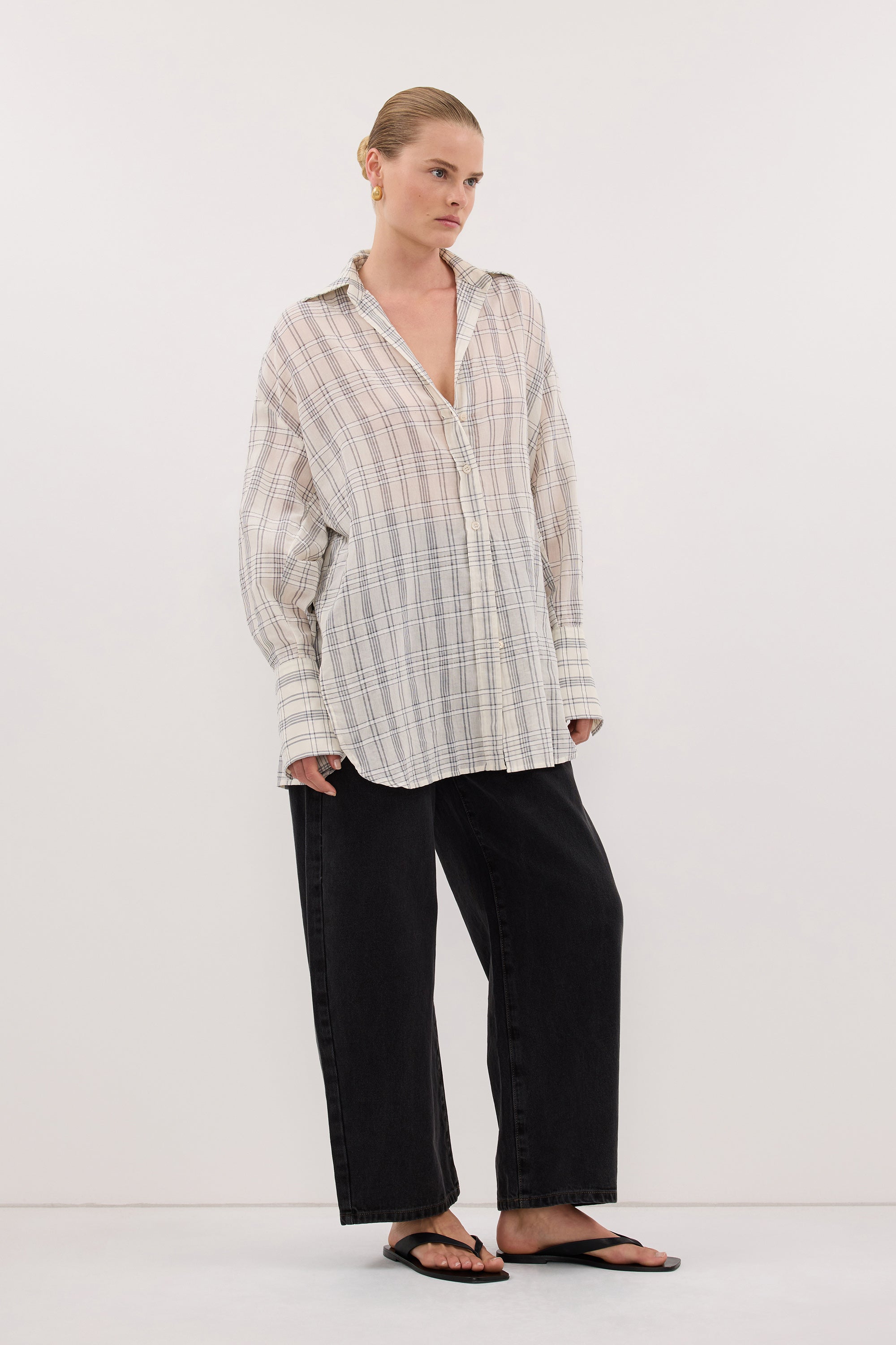 PETRA OFF WHITE CHECK SHIRT