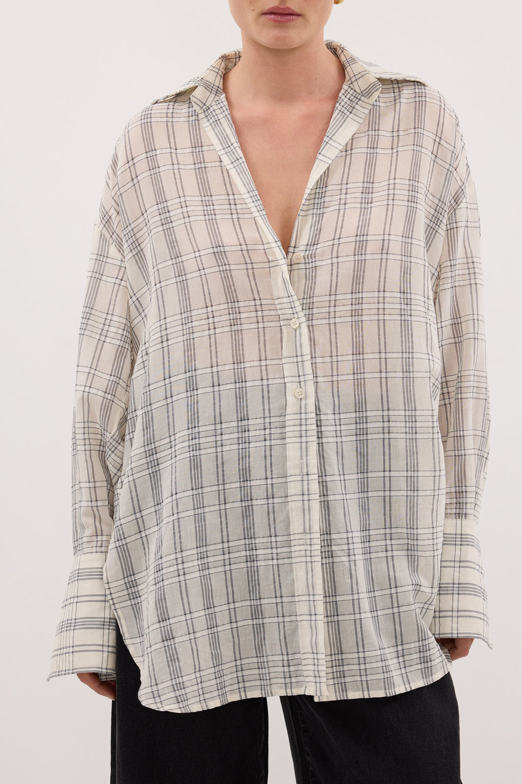 PETRA OFF WHITE CHECK SHIRT