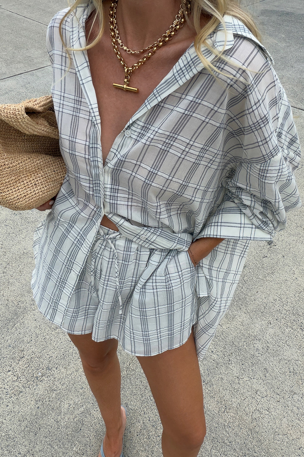PETRA OFF WHITE CHECK SHIRT