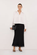 GOLDIE WHITE CROPPED COTTON SHIRT