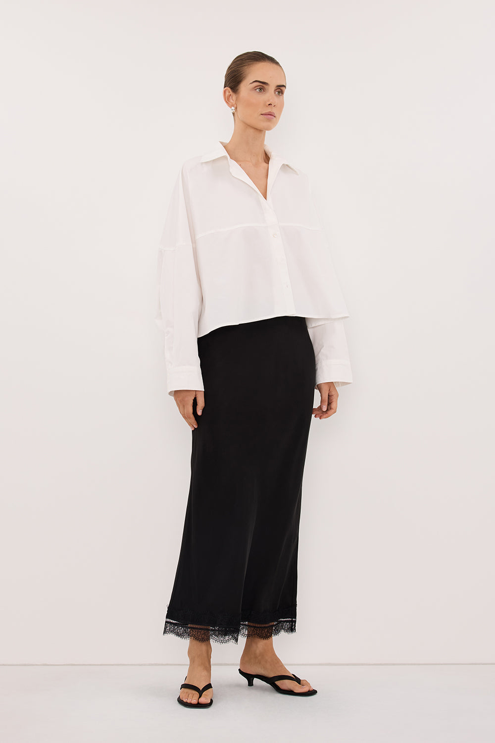 GOLDIE WHITE CROPPED COTTON SHIRT