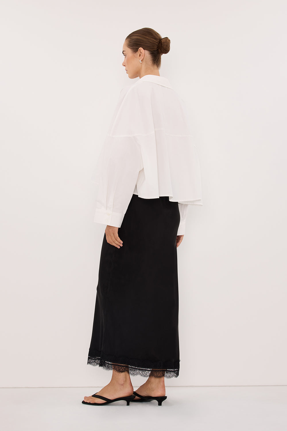 GOLDIE WHITE CROPPED COTTON SHIRT