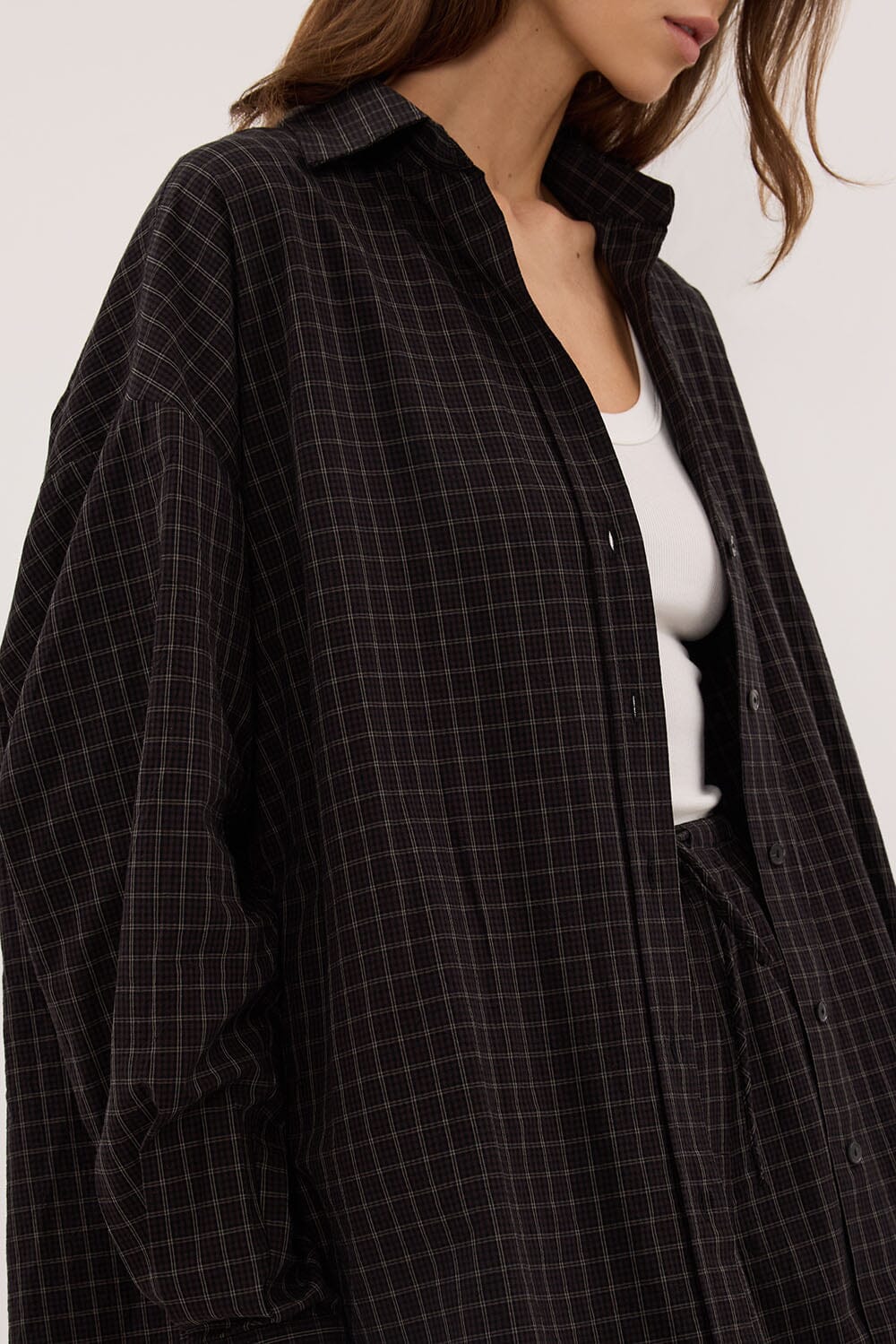 TOVA INK CHECK OVERSIZED COTTON SHIRT