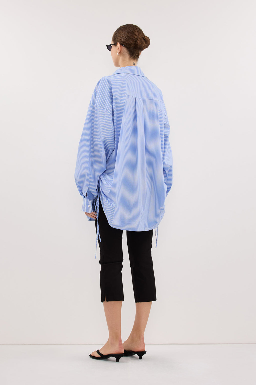 MATHILDE BLUE STRIPE SIDE TIE SHIRT