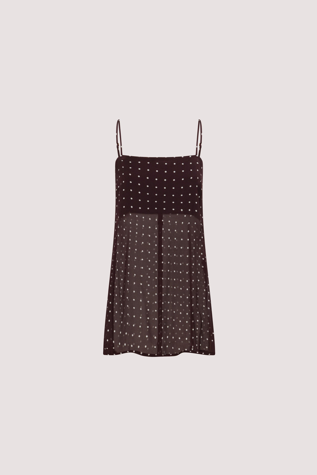 VANESSA BITTER CHOC SLEEVELESS SPOT CAMI TOP