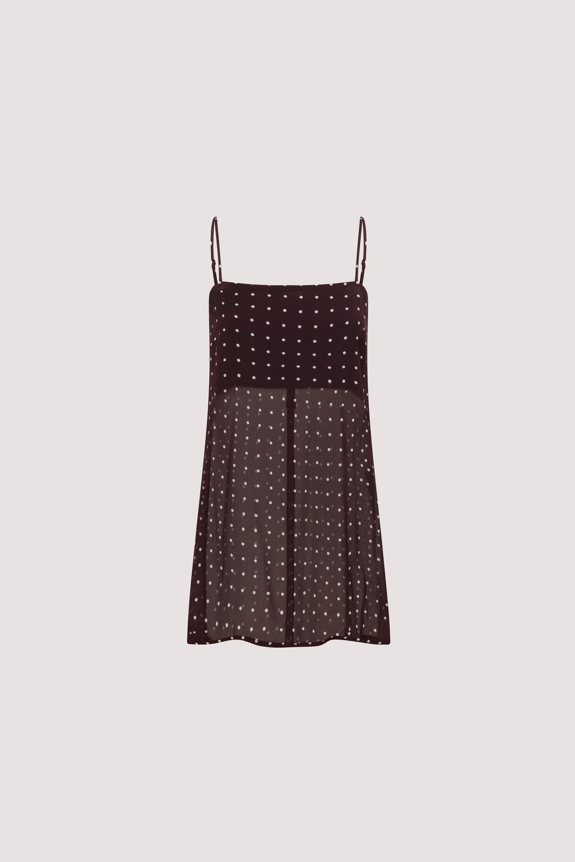 VANESSA BITTER CHOC SLEEVELESS SPOT CAMI TOP