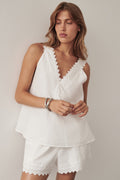 ANNABEL WHITE V NECK TOP