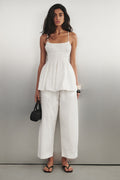 ZAHARA WHITE COTTON RUCHED TOP