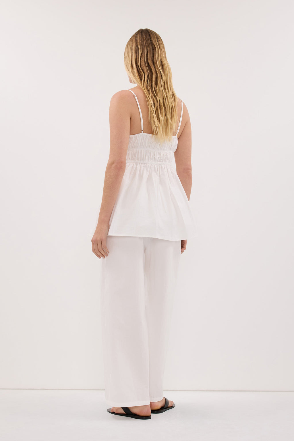 ZAHARA WHITE COTTON RUCHED TOP
