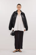 VANESSA BLACK SHEER SPOT MIDI SKIRT