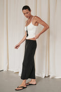 ARELIA BLACK CUPRO MIDI SKIRT
