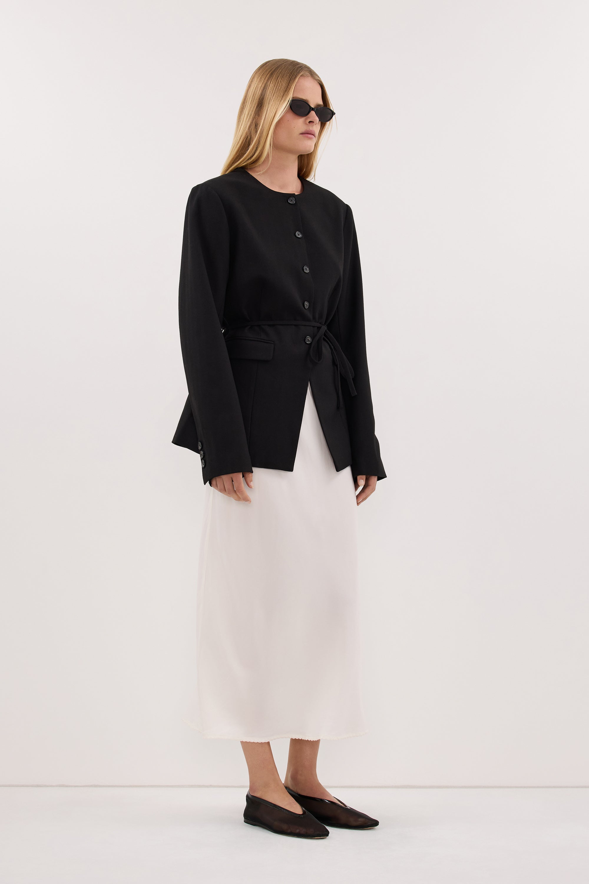 ARELIA WHITE CUPRO MIDI SKIRT