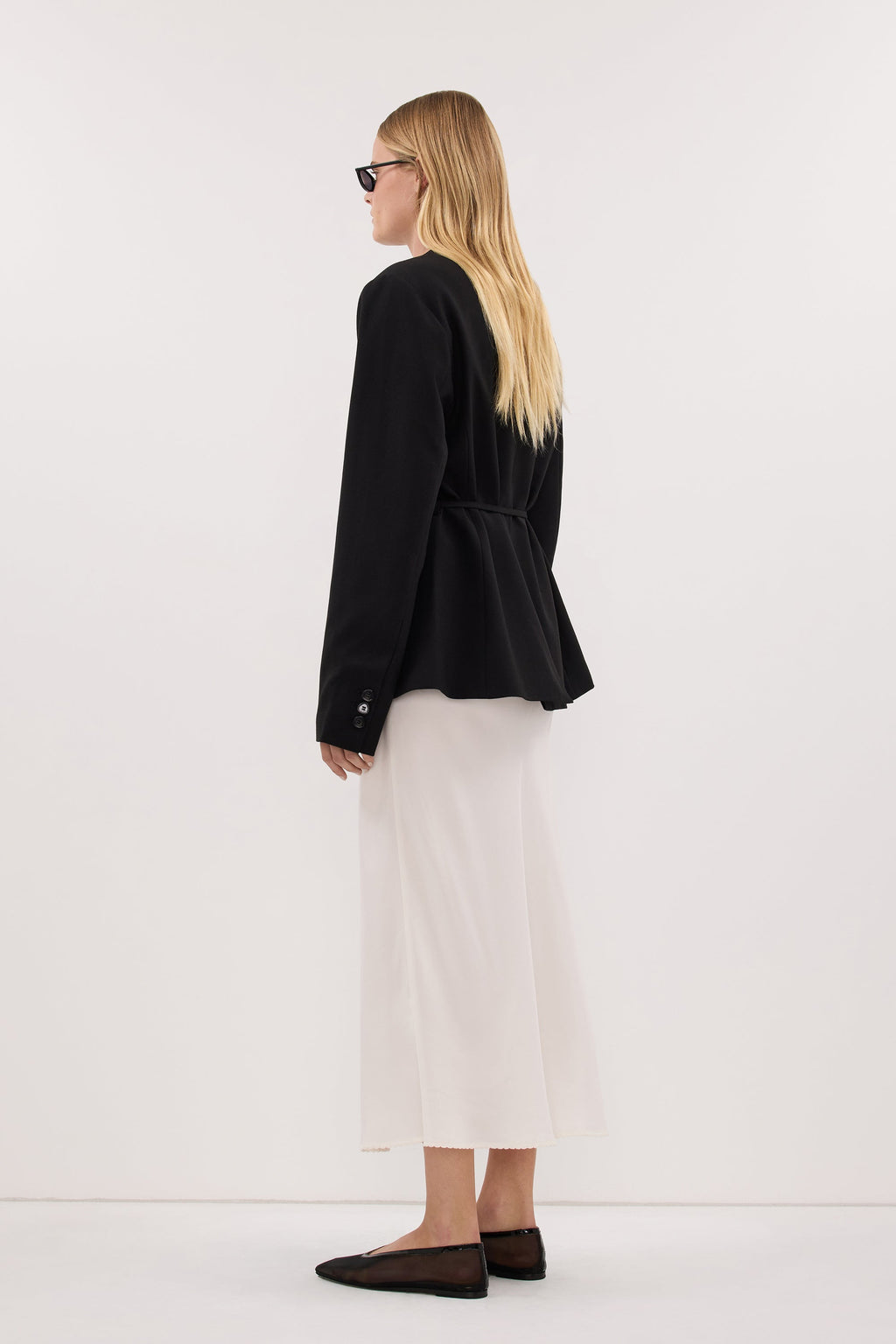 ARELIA WHITE CUPRO MIDI SKIRT