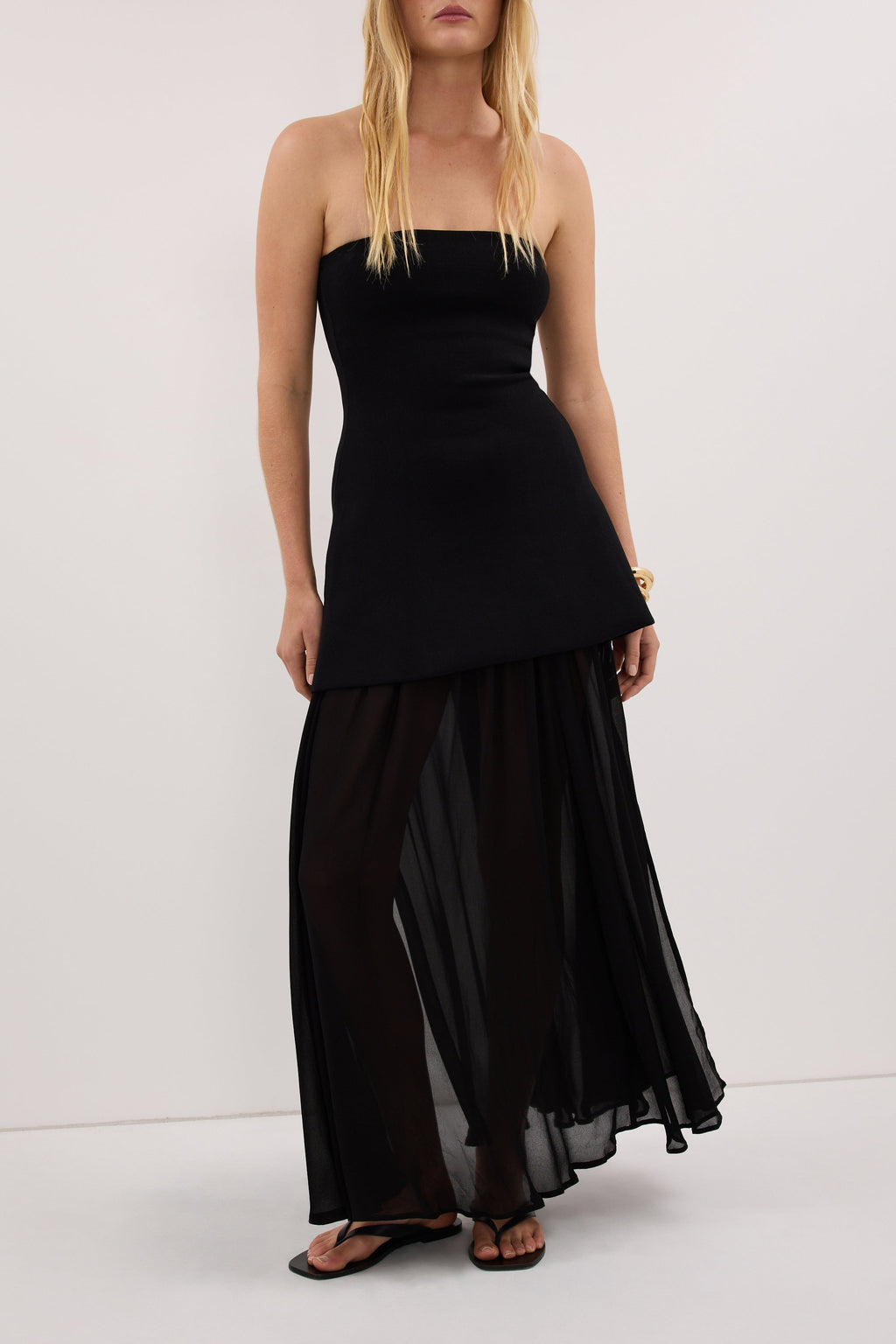 CORALIE BLACK SHEER MIDI SKIRT