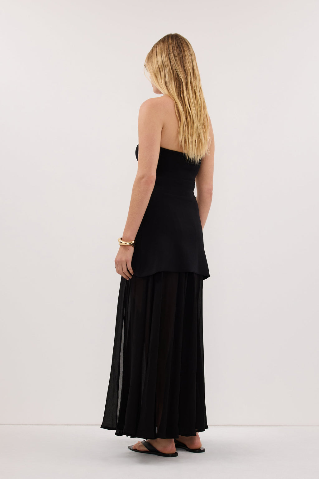 CORALIE BLACK SHEER MIDI SKIRT
