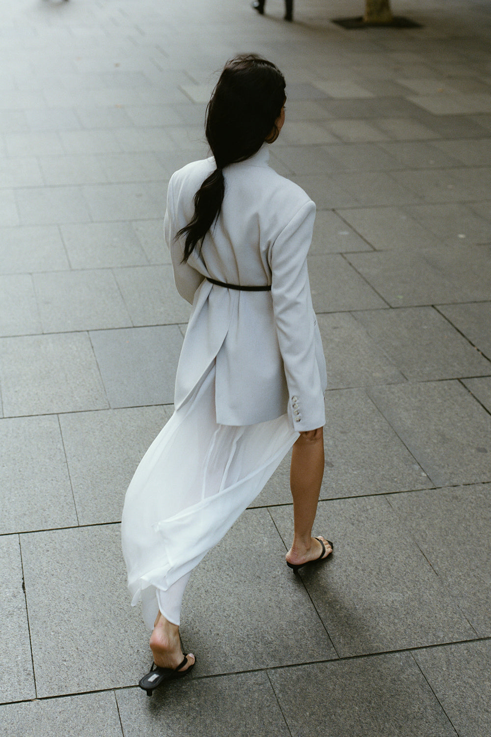 CORALIE OFF WHITE SHEER MIDI SKIRT