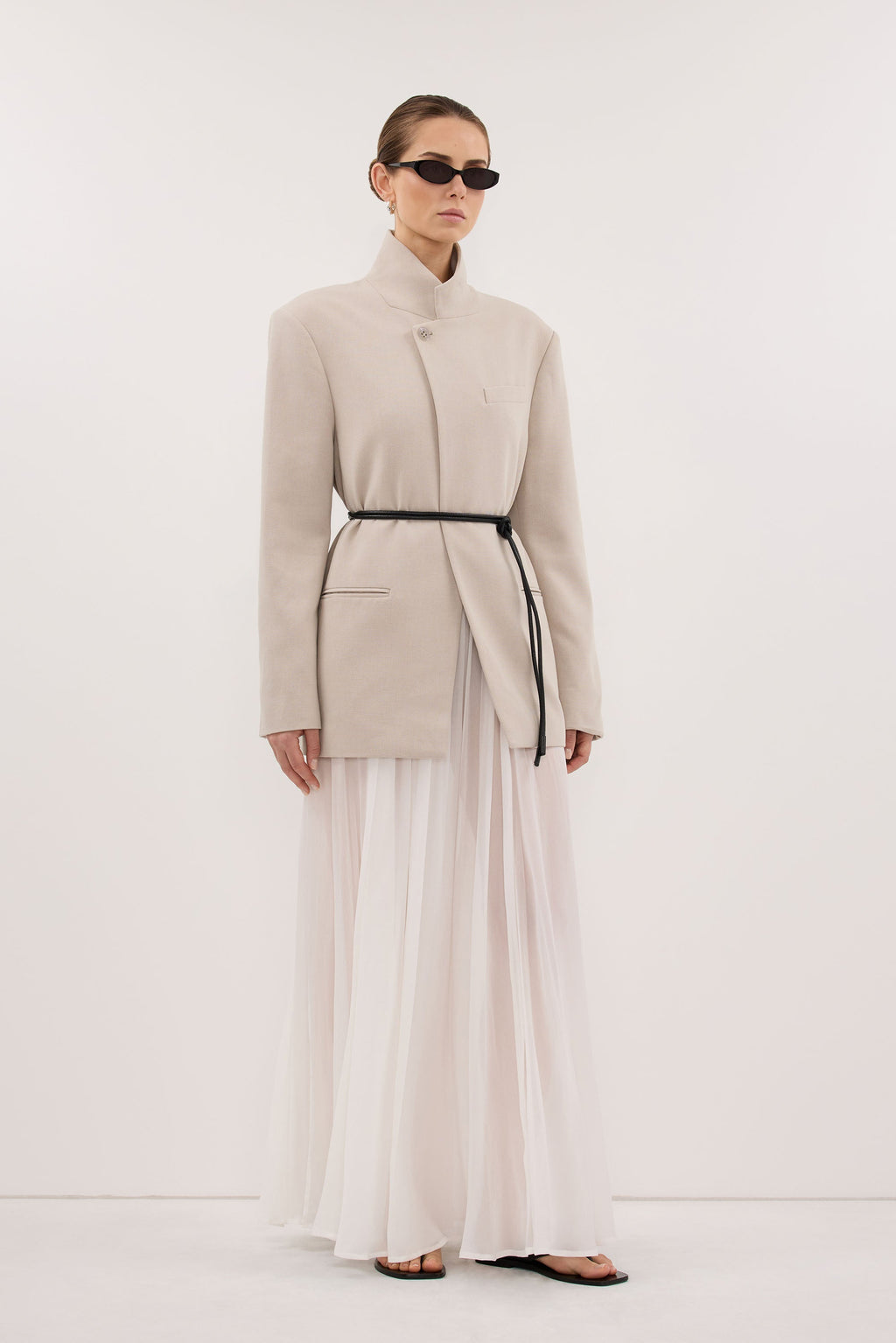CORALIE OFF WHITE SHEER MIDI SKIRT