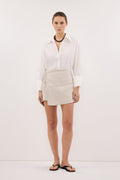 RENNA NATURAL WRAP LINEN SKORT