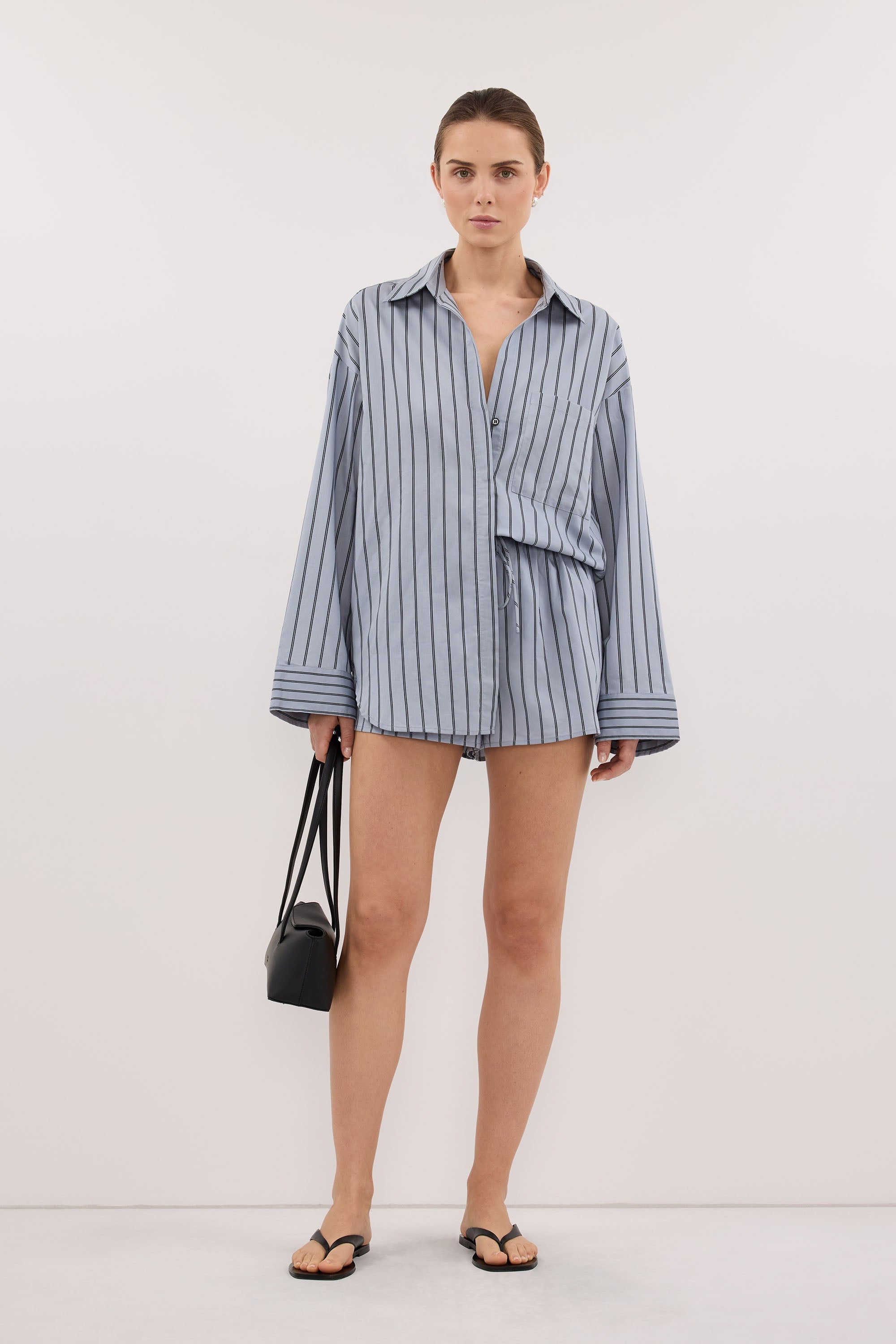 FABLE DUSTY BLUE SILK BLEND SHORT