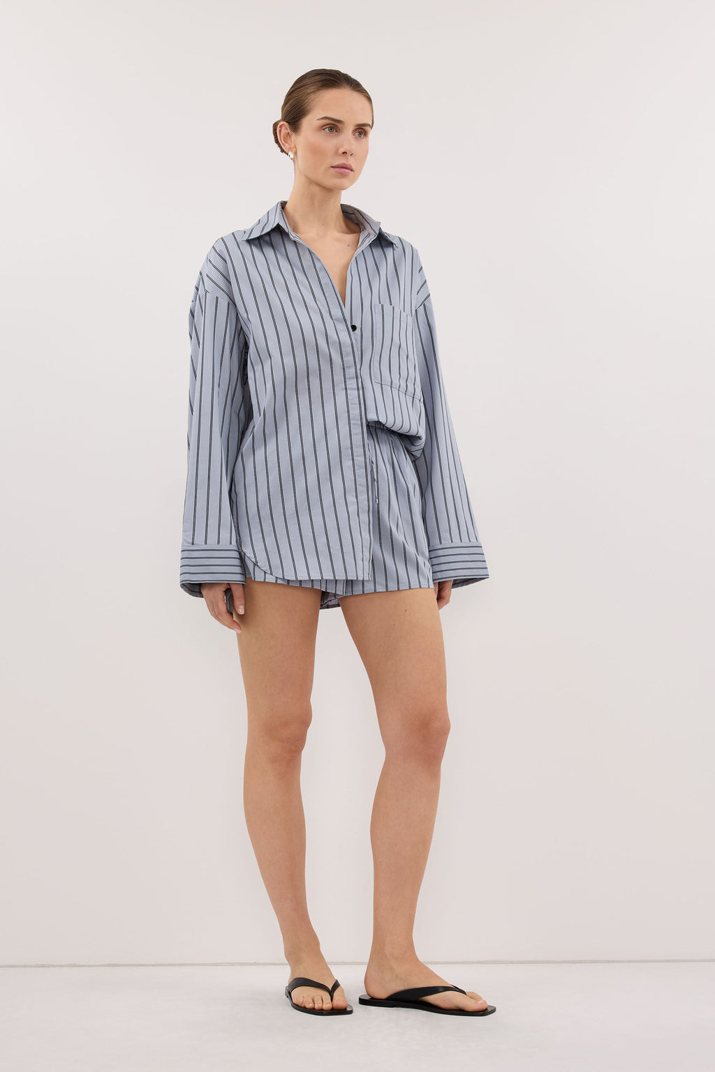 FABLE DUSTY BLUE SILK BLEND SHORT