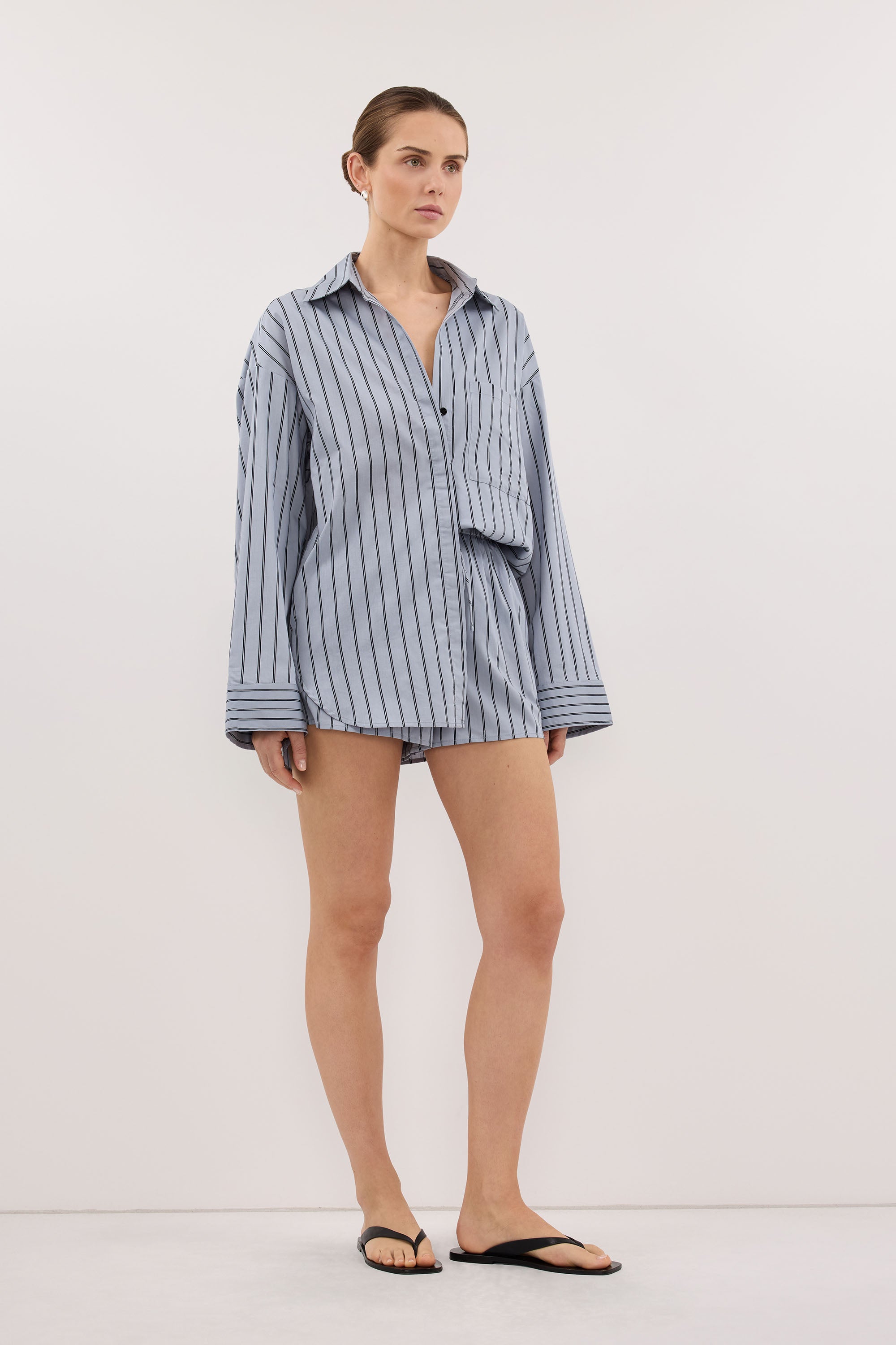 FABLE DUSTY BLUE SILK BLEND SHORT