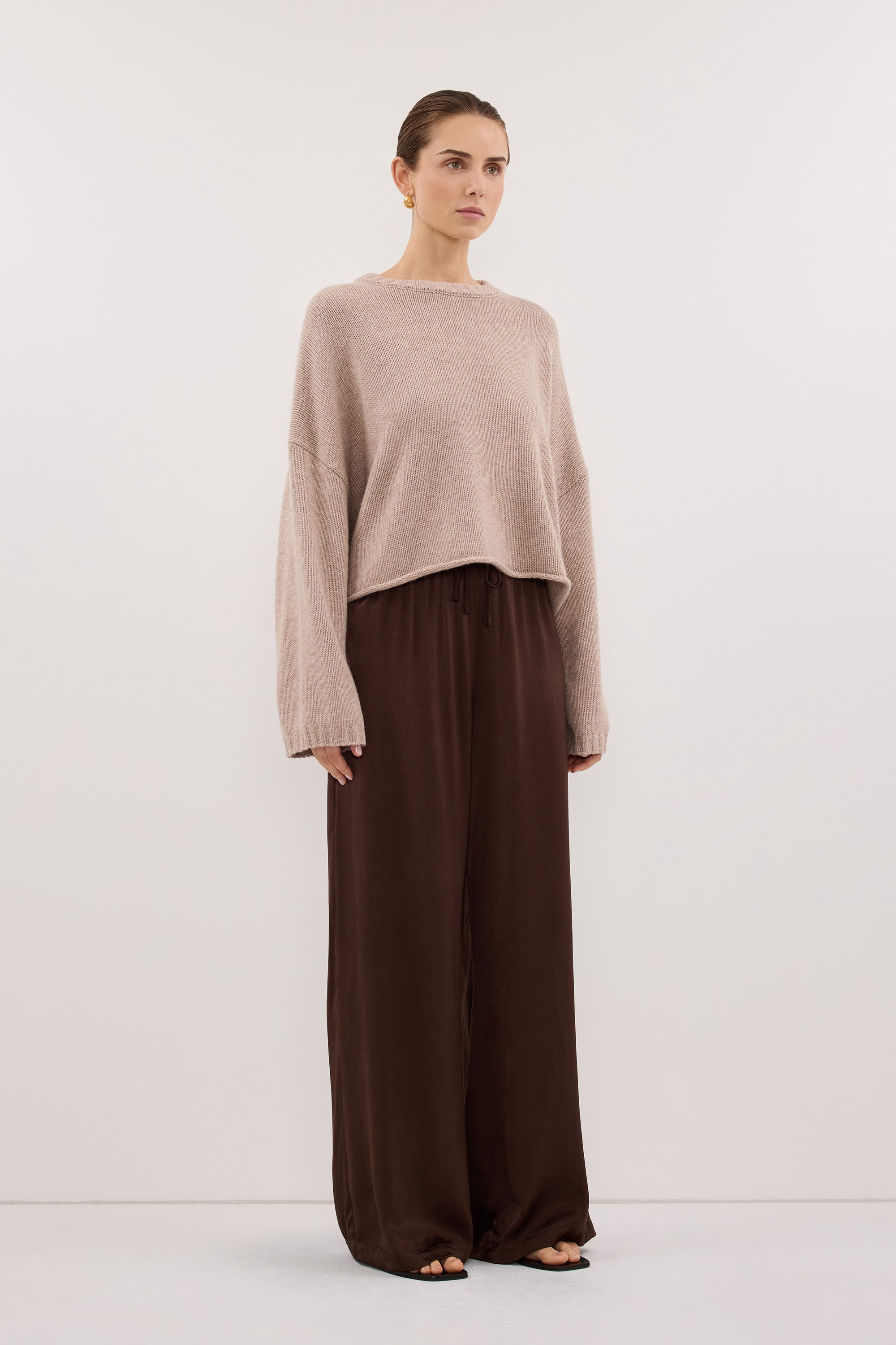 MYA BITTER CHOC SATIN PANT