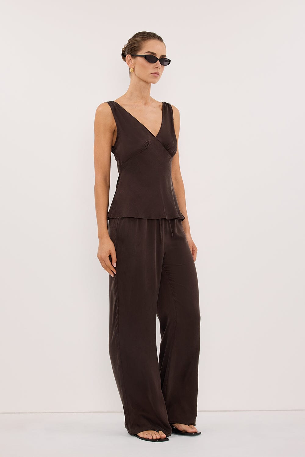 PIPPA BITTER CHOC SILK PANT