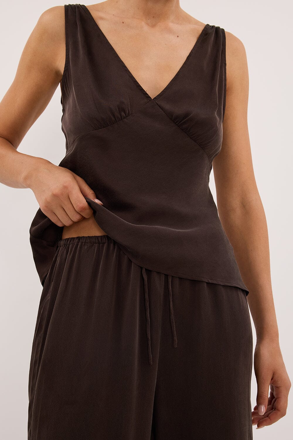 PIPPA BITTER CHOC SILK PANT