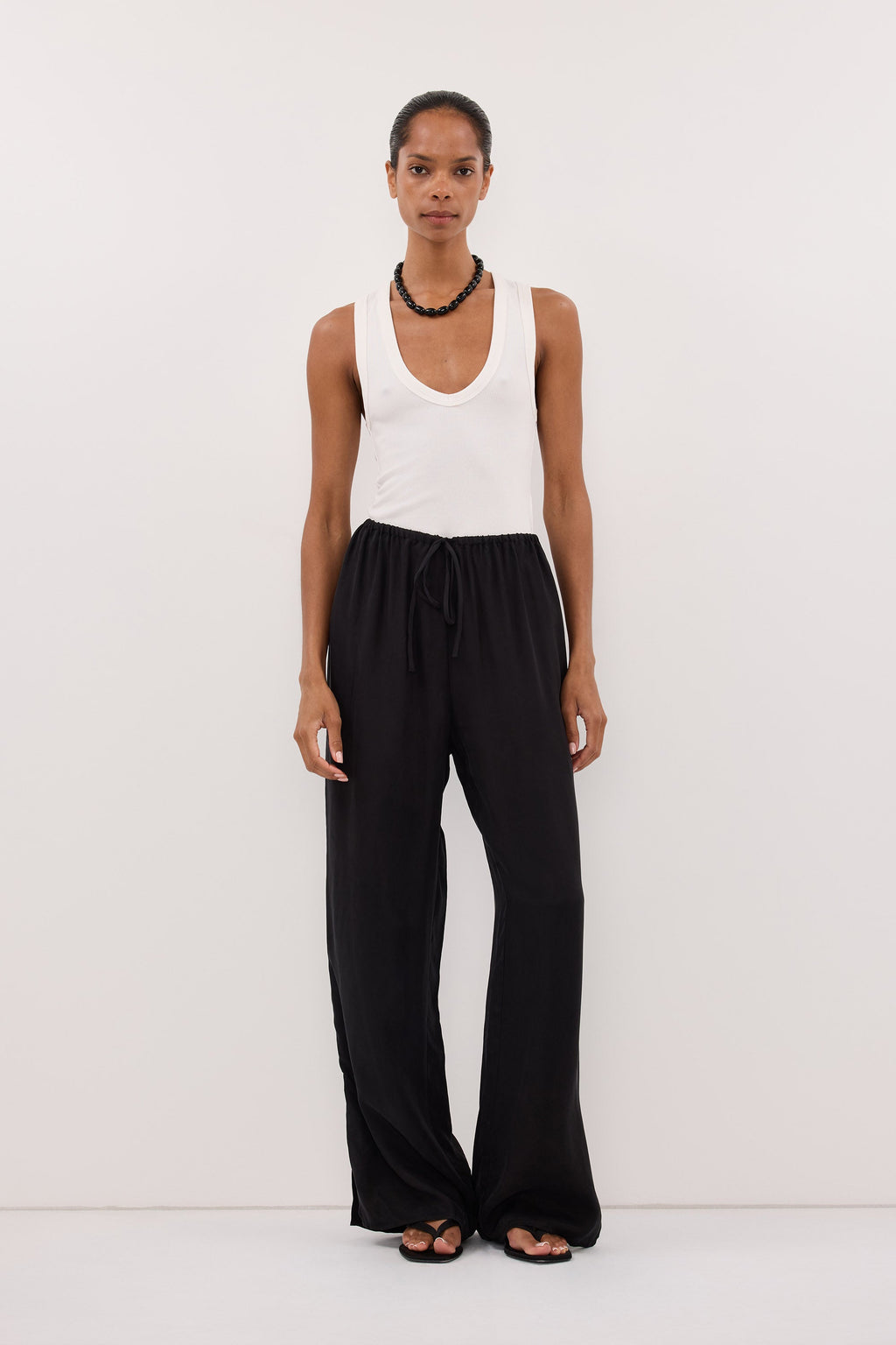 XENA BLACK CUPRO SIDE SPLIT PANT