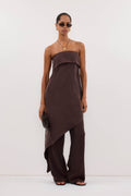 XENA PLUM CHOC CUPRO SIDE SPLIT PANT