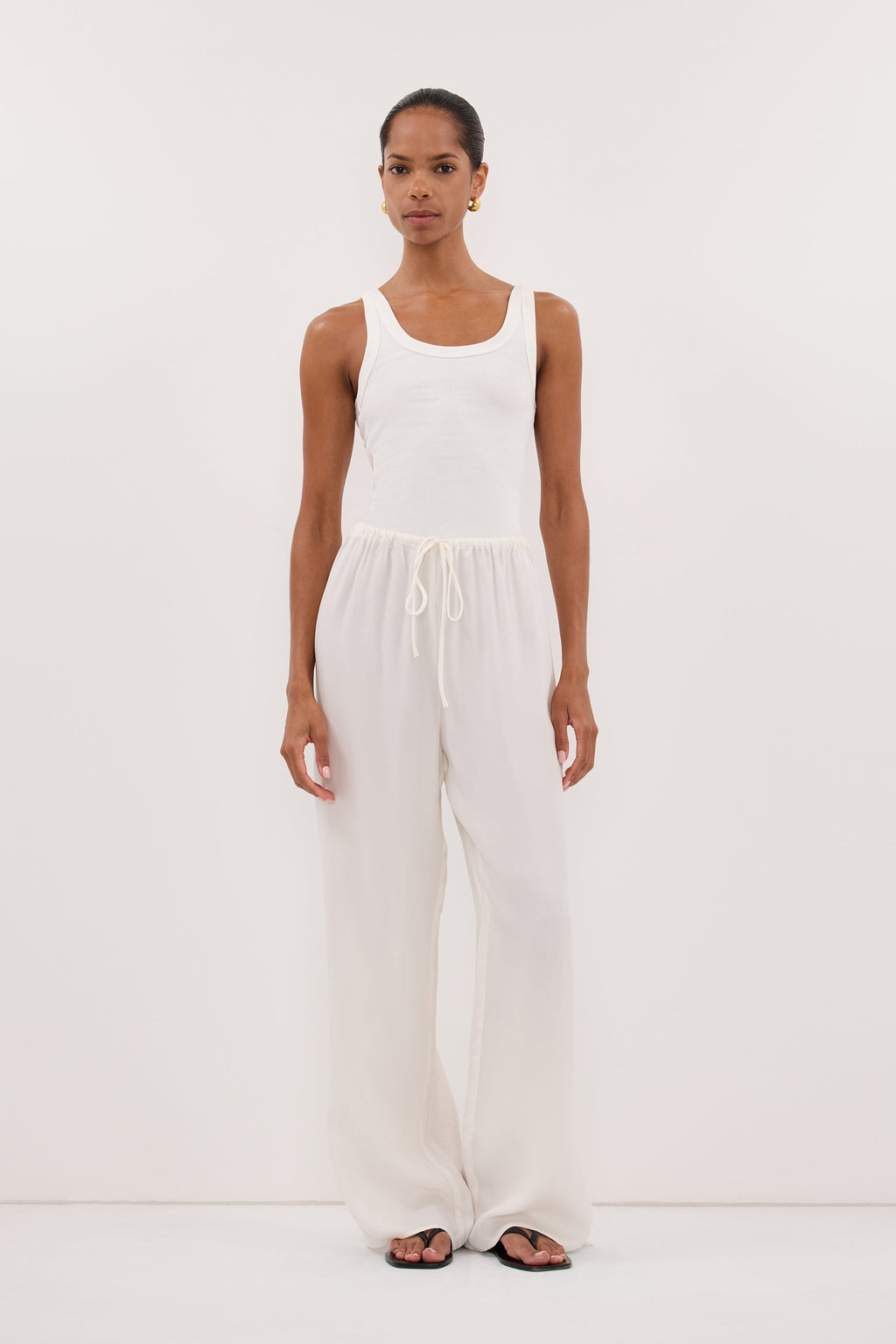 XENA WHITE CUPRO SIDE SPLIT PANT