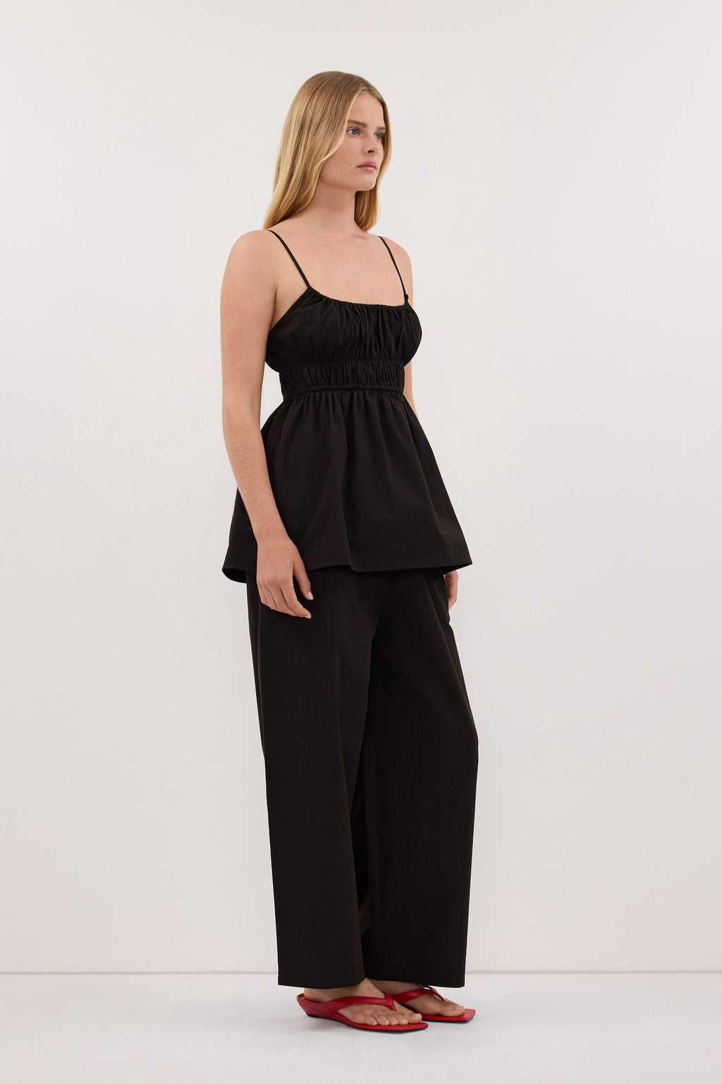 ZAHARA BLACK POPLIN PANT