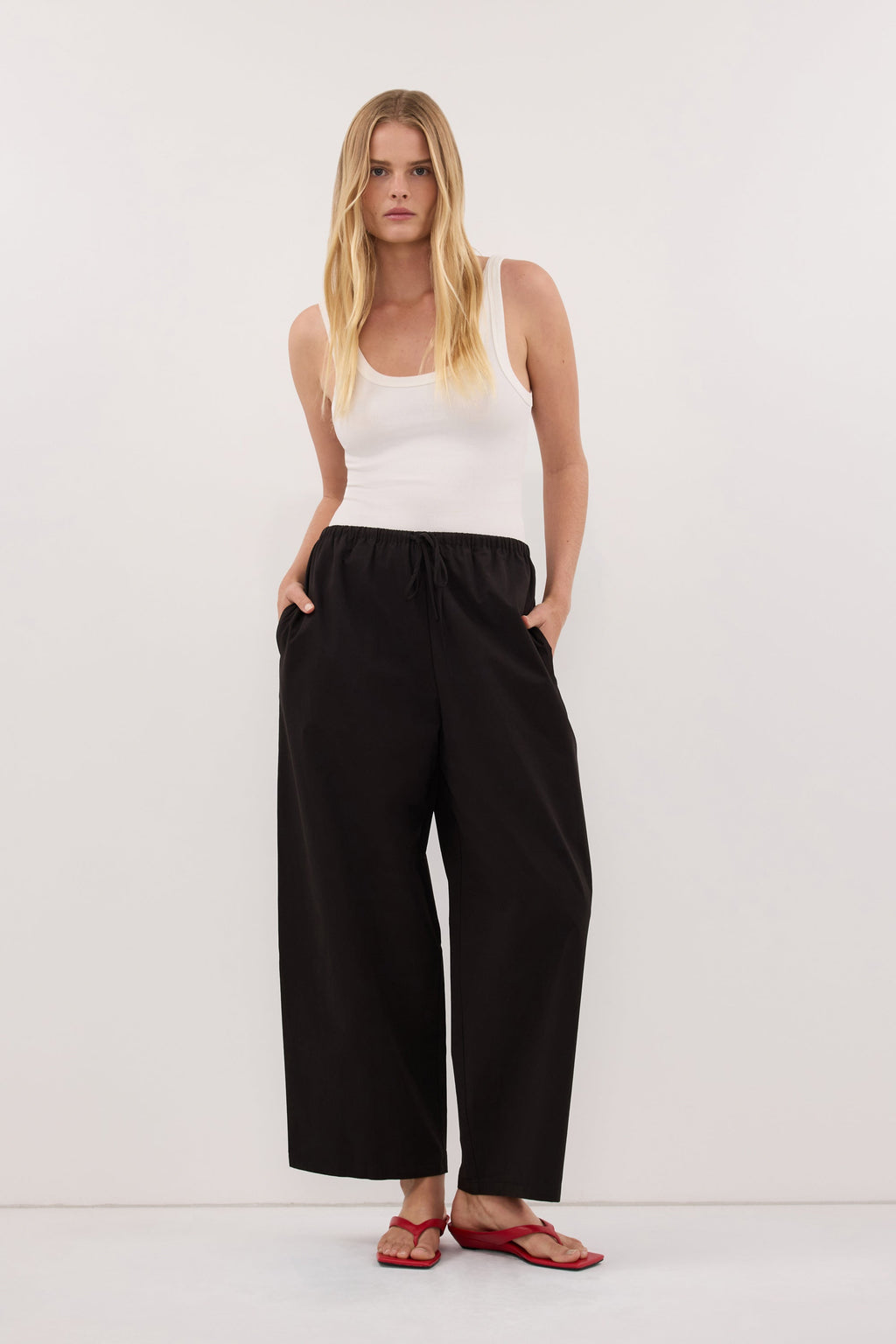 ZAHARA BLACK POPLIN PANT