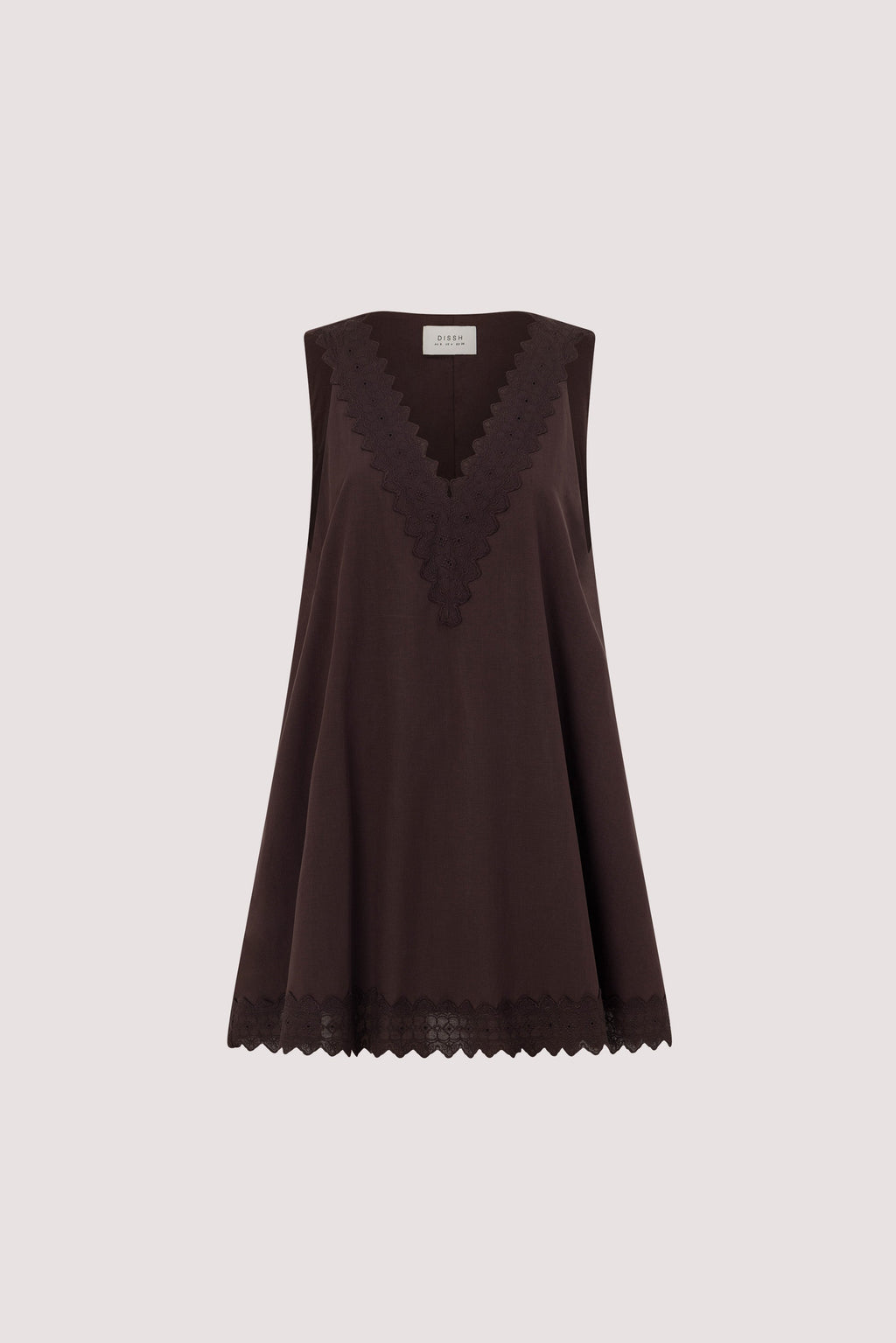 ANNABEL BURNT CHOC SLEEVELESS V NECK MINI DRESS