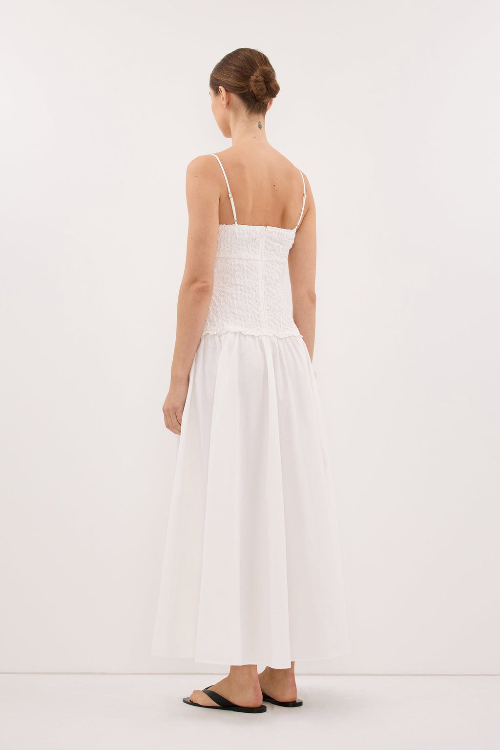 IZAIAH WHITE COTTON MIDI DRESS