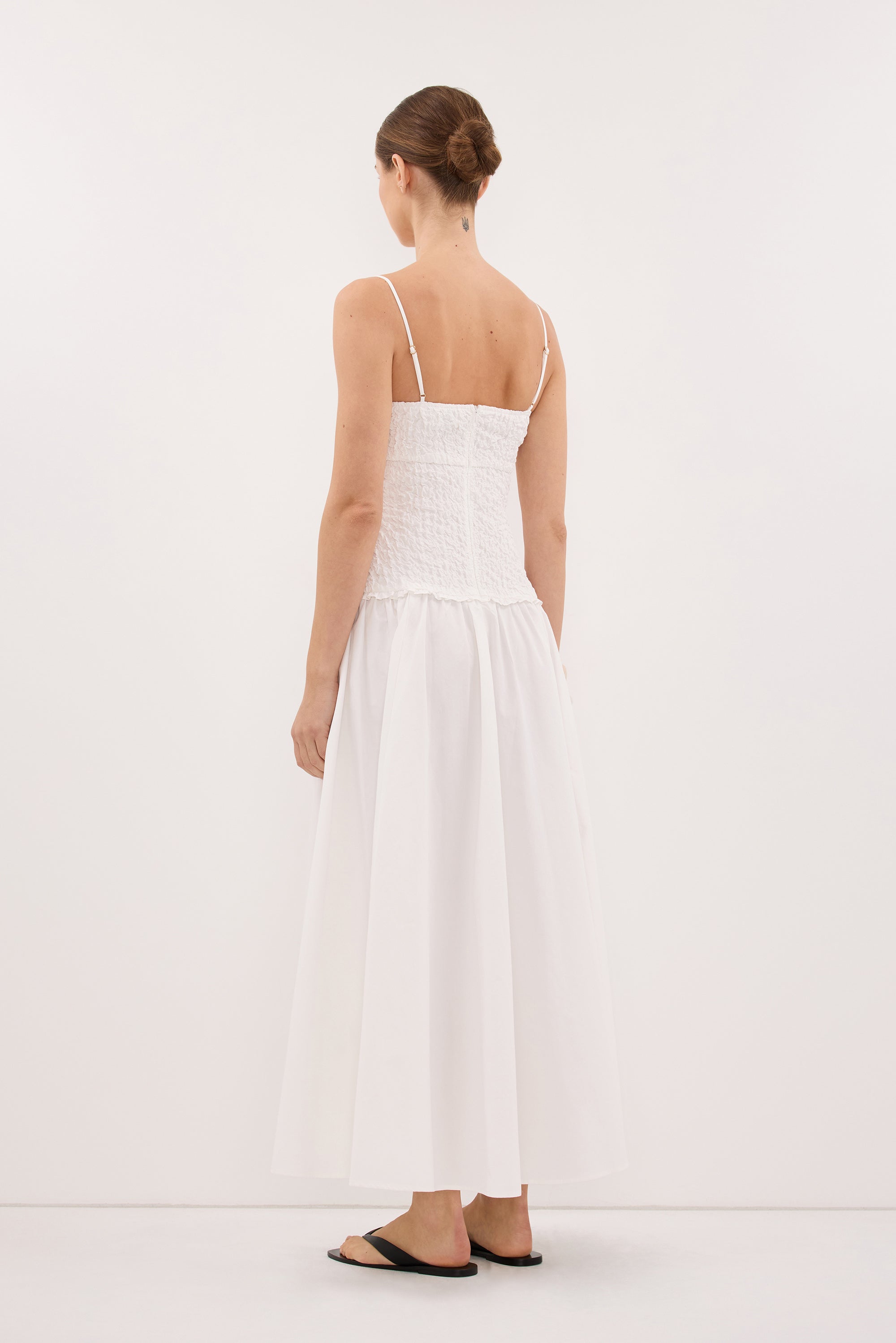 IZAIAH WHITE COTTON MIDI DRESS