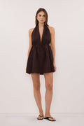 TAMMY BURNT CHOC COTTON MINI DRESS